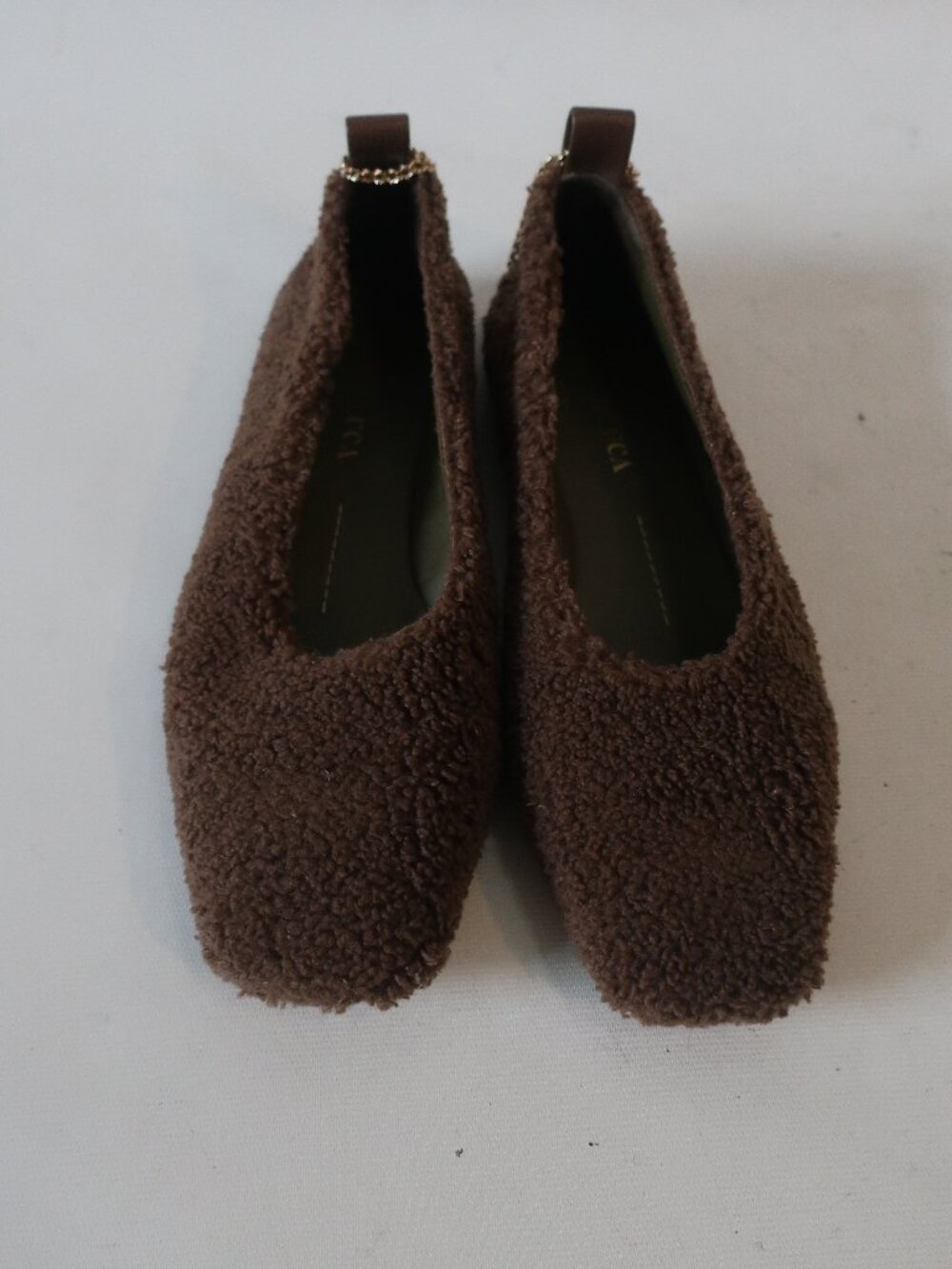 Women Maria Luca Chocolate Square Toe Teddy Eco Fur Augusta Ballet Flats 37 US/6 - Picture 11 of 16